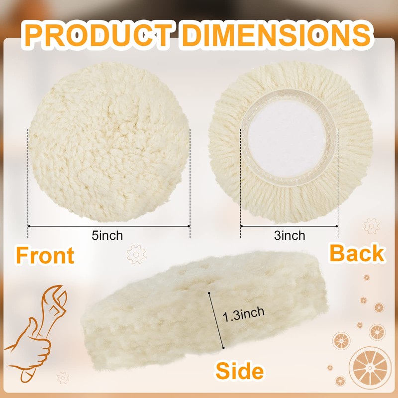 Tallew 6 Pcs 3 Inch Wool Polishing Pad Hook Loop
