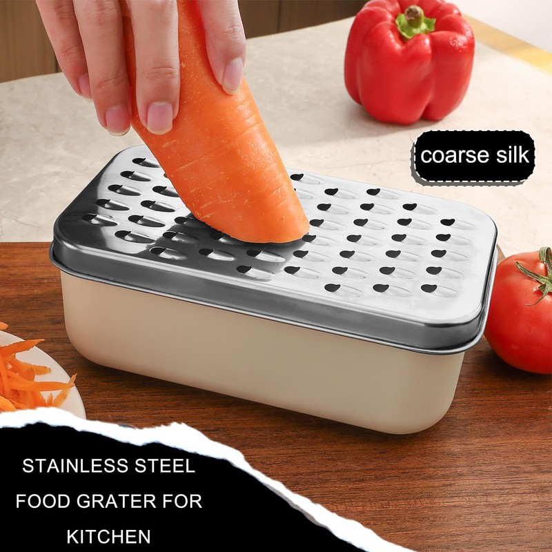Cheese Grater With Container Box,Grater Cheese Shredder,2 In1 Fruit Vegetable