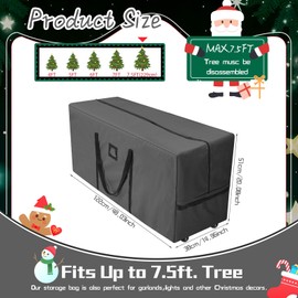 Wesnoy Christmas Tree Storage Bag, Heavy Duty 900d Oxford Bag, Christmas Tree Storage Box Christmas Tree Bag with Wheels and Reinforced Handles for Disassembled Holiday Tree(7.5ft,Grey)