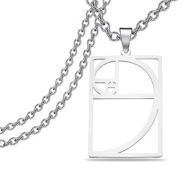 PLITI Golden Ratio Necklaces Geometic Gift Mathematics Gift Fibonacci Sequence Ratio Symbol Pendant For Math Lover (Golden Ratio rectangle nec)