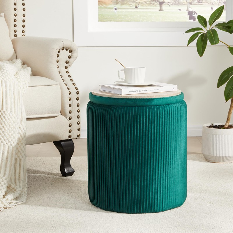 Royal Windsor Round Ottoman with Storage Set of 2,Vanity Stool
