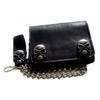 Biker Leather Wallet H.D. Skull Silver Leather Colour Black with
