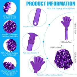 ZCYSRLQIN 36 Pcs Cheerleading Pom Poms Thunder Sticks and Hand Clappers Noisemakers for Team Spirit Items Party Dance Basketball Football Sporting Games Event Party (Purple)