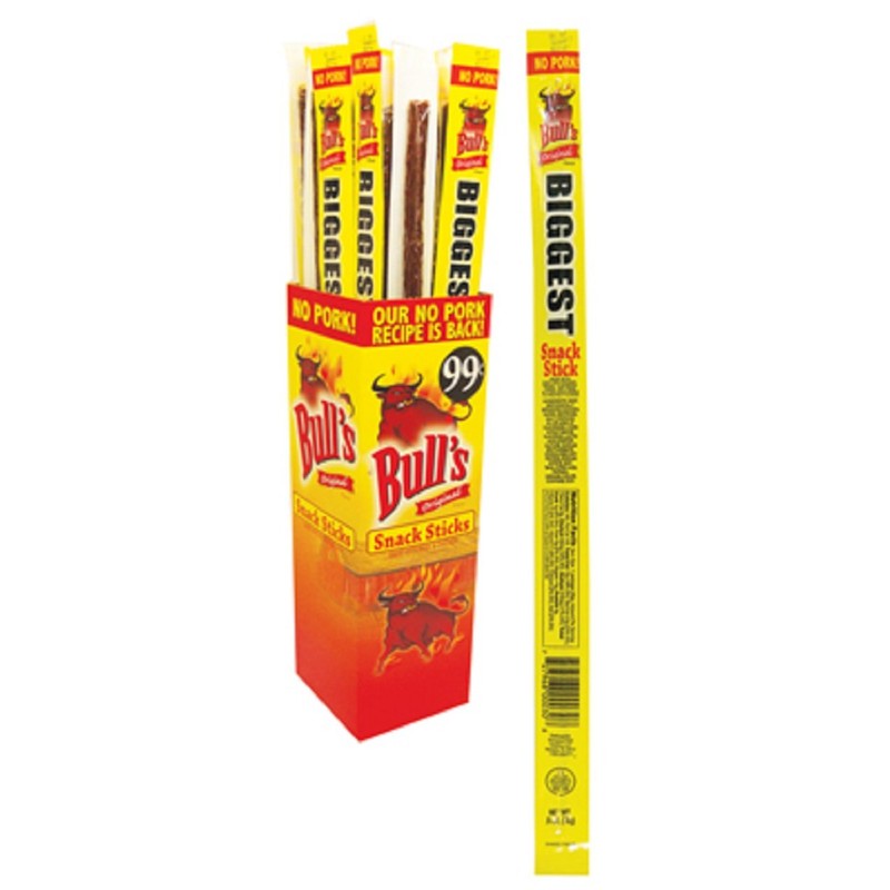 Bull's BIGGEST Snack Sticks .9oz - Box of 24