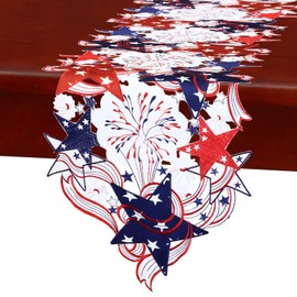 Simhomsen Embroidered July 4th Holiday Patriotic Table Runners for Independence Day, Memorial Day or Veterans Day 14 x 54 inches