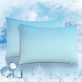 Luxear Cooling Pillow Cases, 2 Pack Queen Size Arc-Chill Q-max > 0.5 Gradient Cool Pillowcases for Hair Skin,Breathable Cooling Summer Pillow Cover for Hot Sleeper & Night Sweats- Gradient Light Blue