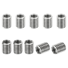PATIKIL Thread Adapters Sleeve Reducing Nut, 10 Pcs M8*1.25 Male to M6*1 Female Repairing Insert Nut Screw Reducer Conversion Stainless Steel Fastener 10mm