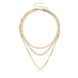 LOMSUXA Women's Stainless Steel Necklace Women's Gold Chain Women's Snake Chain Figaro Stackable Necklace Women's Chain Gold Gifts for Wives and Daughters of Friends