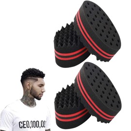 SYXLS Pack of 4 Hair Sponge Brushes, Small Holes Hair Sponge Brushes, Double Sided Two in One Magic Twist Dread Hair Sponge Afro Coils Hair Curling Brush for Home and Barber