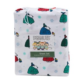 Berkshire Blanket & Home Co Peanuts Christmas Winter Themed Sheet Sets (White - Puffer Coats, Full)