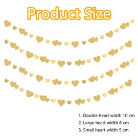 Love Heart Garland, Hanging Streamers, Heart Hanging Streamer, Hanging Decorations for Wedding, Engagement, Birthday, Bridal Shower, Anniversary, Valentine's Day Decorations