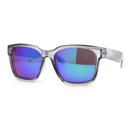 Kush Color Mirror Mens Sport Horn Rim Rectangle Plastic Sunglasses Slate - Teal Mirror