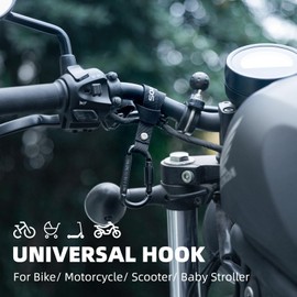 ROCKBROS Bike Handlebar Hooks, Bike Hanger with Security Lock for Hanging Bags and Helmets, The Third Hand for Bicycle, Motorcycle, Wheelchair, Luggage, Scooter, Baby Stroller Hooks 1 Pack