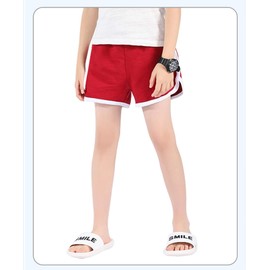 YOUNGSOUL Pack of 3 Girls' Summer Cotton Shorts Children's Sports Shorts, Red/Blue/Black