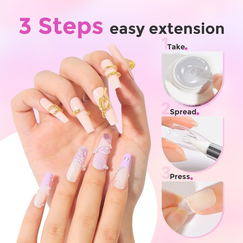 Eudaicful Solid Builder Nail Gel Rhinestone Glue for Nails, Clear