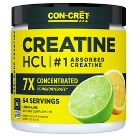 CON-CRET Creatine HCl Powder for Women and Men, Lemon Lime, 64 Servings