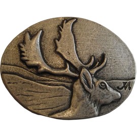 BELTINGER Belt Buckle Fallow Deer 4.0 cm | Buckle Interchangeable Buckle Belt Buckle 40 mm Solid | for Hunting Outfit | Interchangeable Belt up to 4 cm, Antique silver