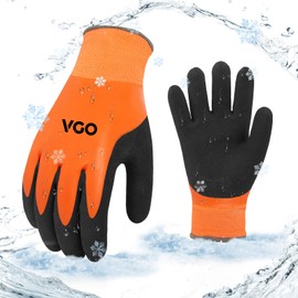 Vgo... Thermal Waterproof Work Gloves Winter Palm Latex for Freezer Gardening Digger Warehouse Delivery in Cold Weather, 1 pair RB2172F(Orange,XL)