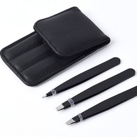 Tweezers Set for Eyebrows, Eyelashes, Gray Hairs, and Beards Set of 3 2ea