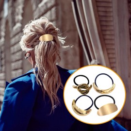 4x Geometric Stretch Hair Bands - Headbands With Geometric Patterns, Elastic Hairbands, Retro Metal Hair Ties, Hair Bands Ponytail Holder Rope Hair Cuff Wrap Hair Accessories For Women Girls