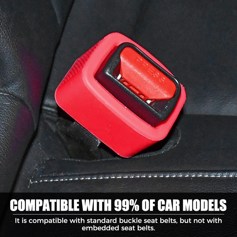 JSCARLIFE Seat Belt Buckle Holder 2 Pack, Universal Silicone Rear