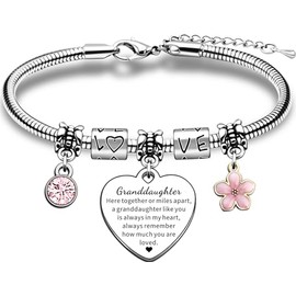 AMZQ Granddaughter Gifts Charm Granddaughter Bracelet Christmas Birthday Gift