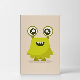 Smile Art Design Lovely Green Monster Cream Background Canvas Print Kids Room Decor Wall Art Baby Room Decor Kids Room Decor Nursery Decor Ready to Hang Made in The USA 36x24