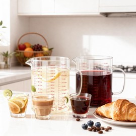 Ncnnwovf 1500ml/6 Cup Glass Measuring Cup,Measuring Cup with Silicone Boot, Suitable for Cooking,Baking