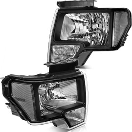 LBRST Headlight Assembly Fit For Ford For F-150 2009-2014 Black Housing Clear Reflector Clear Lens Driver and Passenger Side DL3Z13008EB