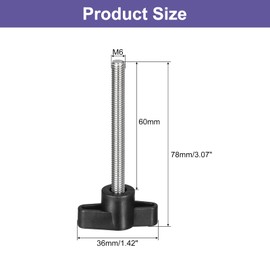 QUARKZMAN M6 x 60mm 2 Piece Clamping Screw Knob T-shaped Knurled Screw Handle 304 Stainless Steel for Quick Removal of Hand Tied Knob
