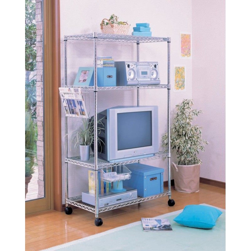 Iris Ohyama MR-3MR Metal Rack, Magazine Rack, Hook, Silver