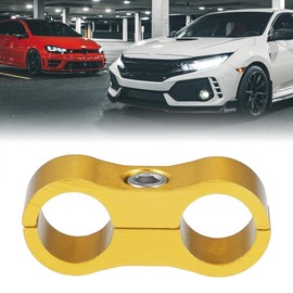 X AUTOHAUX 5pcs AN6 Hose Separator Clamp Fuel Line Connector Gold Tone Oil Fuel Hose Replacement