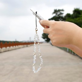 AOKSUNOVA Phone Charm Chain Wrist Strap Bracelet - White