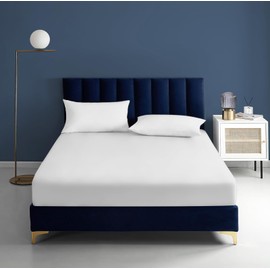 RUN HELIX 150x200 cm King Size Fitted Sheet - Deep Pocket 16 inch (40cm) Soft Microfibre Fabric Deep King Fitted Sheets Elasticated Sheet Anti-Fade and Anti-Shrinkage (White)