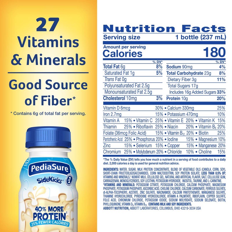 PediaSure SideKicks, High Protein Nutrition Shake for Kids, Vanilla, 8