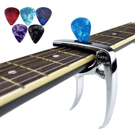 Capotasto - Includes 5 Plectrums for Guitar, Great for Capo, Capo, Capoasto, Guitar, Ukulele and Acoustic Guitars (A1)