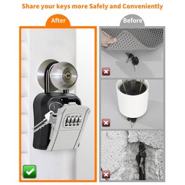 Portable Key Lock Box,Key Holder Safe Security Lock Box for Indoor, Outdoor, Garage, Garden, Store (1, Grey)