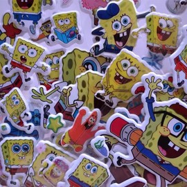 Spongebob Sticker Kinder Kleinkinder,Puffy 3D Aufkleber Kinder 12 Blätter Aufkleber Sticker Set,Anime Aufkleber Jungen Mädchen für Belohnungsaufkleber Kinder,Mitgebsel Kindergeburtstag Gastgeschenke