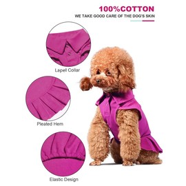 Topkins Dog Dress, Cute Puppy Dress for Small Medium, Topkins Dog Sports Shirts Dresses with Pleated Hem, Dogs Birthday Dresses Suitable for Spring, Summer, Autumn (Purple, XS)