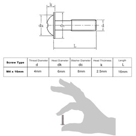 50Pcs Metric M4 x 16mm Knobs Screws for Chinese Konbs Pulls Handles, 16mm Length Washer Head Bolts Phillips Drive PWM Machine Short Screws for Metric M4 Hole Door Drawer Handles (M4 x 16mm, 50 Pcs)