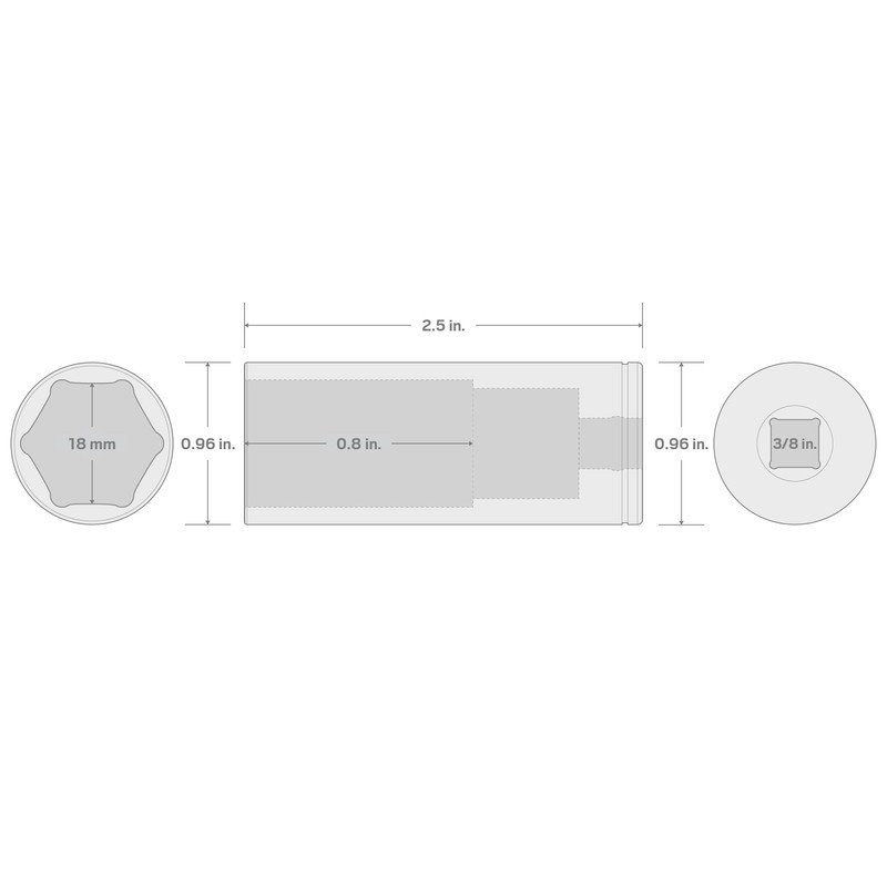 TEKTON 3/8 Inch Drive x 18 mm Deep 6-Point Socket