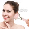 Natural Rose Quartz Welding Gold Metal Roller Massager Jade Beauty