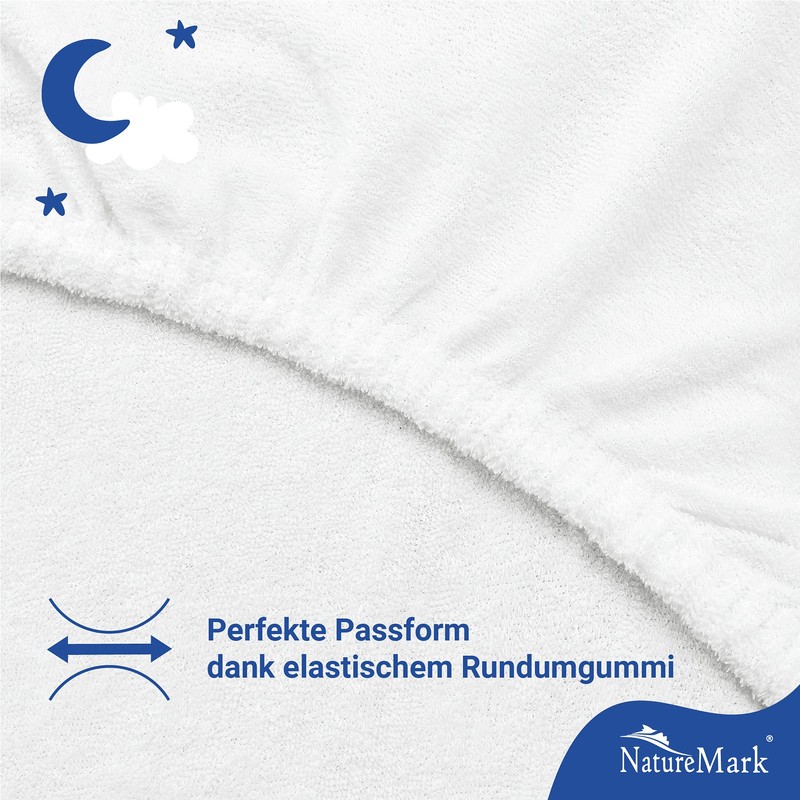 NatureMark Pack of 2 Children's Terry Fitted Sheets Cuddly Soft