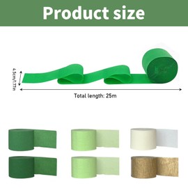 BDHYYM 6 Rolls Crepe Paper, Green, 4.5 cm x 25 m Crepe Paper, Florist Crepe Tapes for Wedding, Birthday, Party, Celebration, Decoration