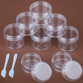 5PCS Travel Pots for Toiletries Transparent Plastic Travel Container Jars with Mini Spoons (5x10g）