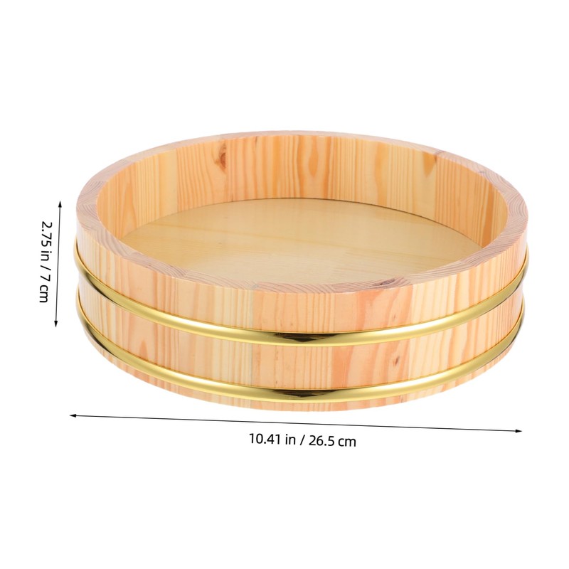 VICASKY Traditional Wooden Sushi Rice Mixing Tub Wooden Rice Bucket