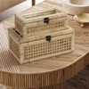 ANMINY Rattan Decorative Basket Box with Glass Lids, Set of