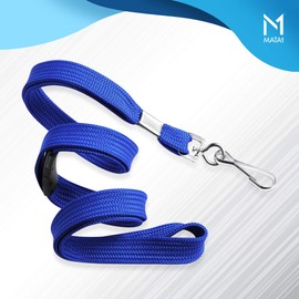 Mata1 Flat Safety Lanyard, Detachable ID Lanyards (Blue, 36 Inch, 100 Pack), Comfort Woven Lanyard for ID Badges