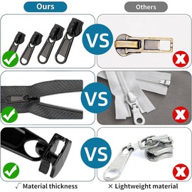 Zip Repair Kit, 8 Pieces Universal Fix Zip, Zipper Replacement Zipper, Removable Metal Zip Zipper, Repair Kit for Clothing, Luggage, Backpacks and Suitcases
