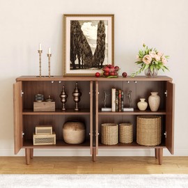 LITTLE TREE 59-Inch Buffet Cabinet Sideboard with Storage, Modern Sideboard Buffet Table with Doors for Living Room, Dining Room